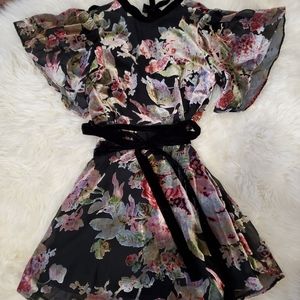Zara Velvet Floral Mini Dress